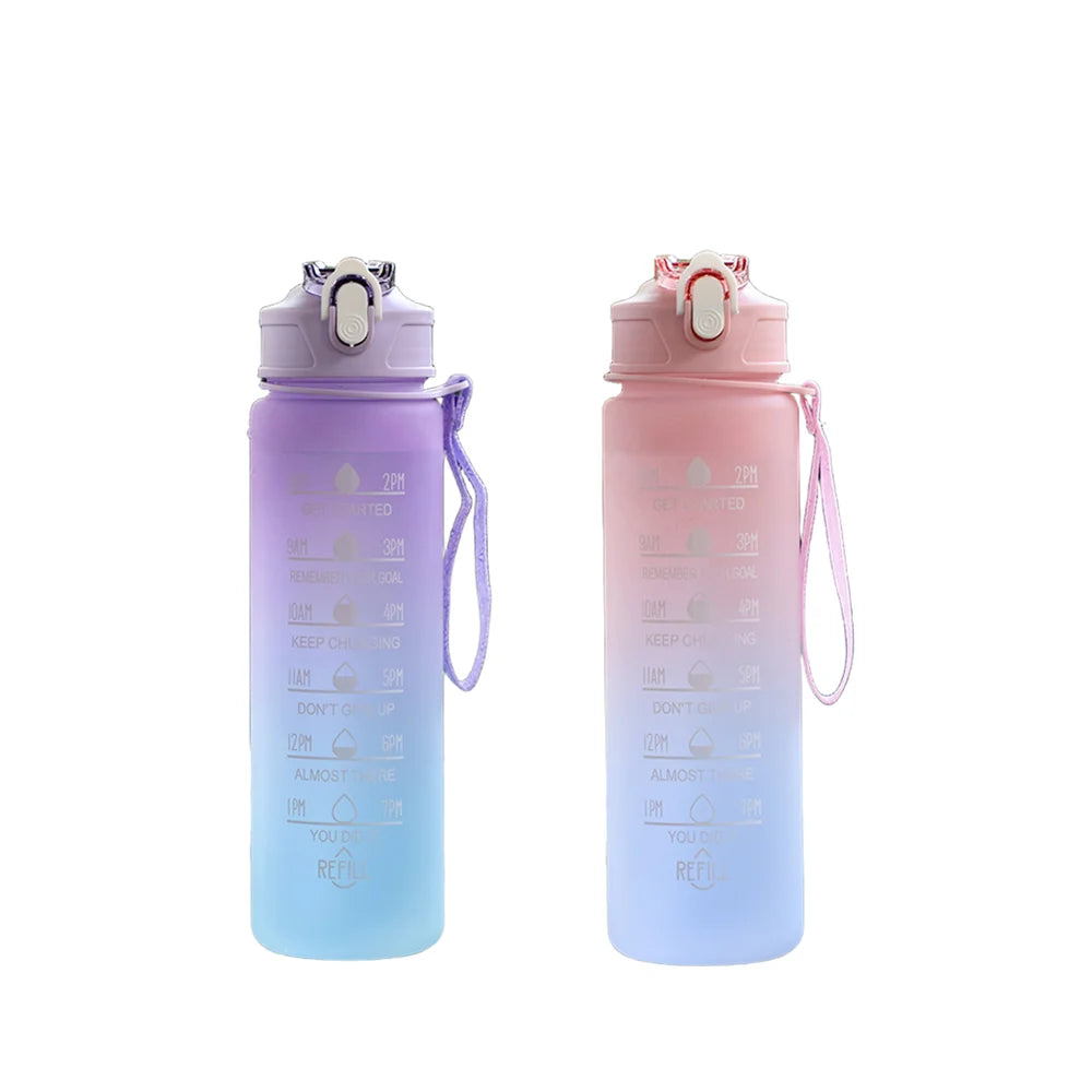 900ML Sports Water Bottle with Time Marker Leak-proof Cup Motivational Portable Water bottle for Outdoor Sport Fitness BPA Free PureGliss