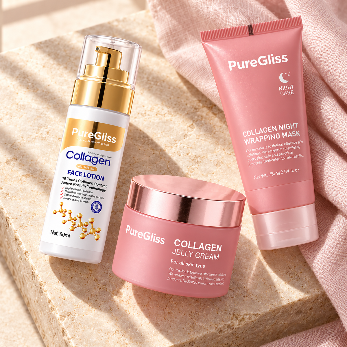 Routine Complète PureGliss PureGliss — vue dans un décor de pierre et de lin.