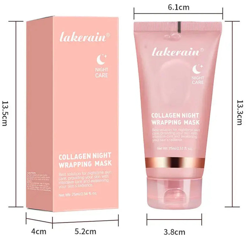 Collagen Overnight Wrapping Peel Off Facial Mask Pack Elasticity Hydration Care Reduces Sagging Dullness Hydrolyzed Collagen PureGliss