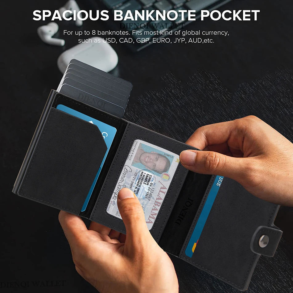 Rfid Carbon Fiber Men Wallets for Airtag Luxury Slim Mini Credit Card Holder Wallets for Men Air Tag Tracker Minimalist Purse PureGliss