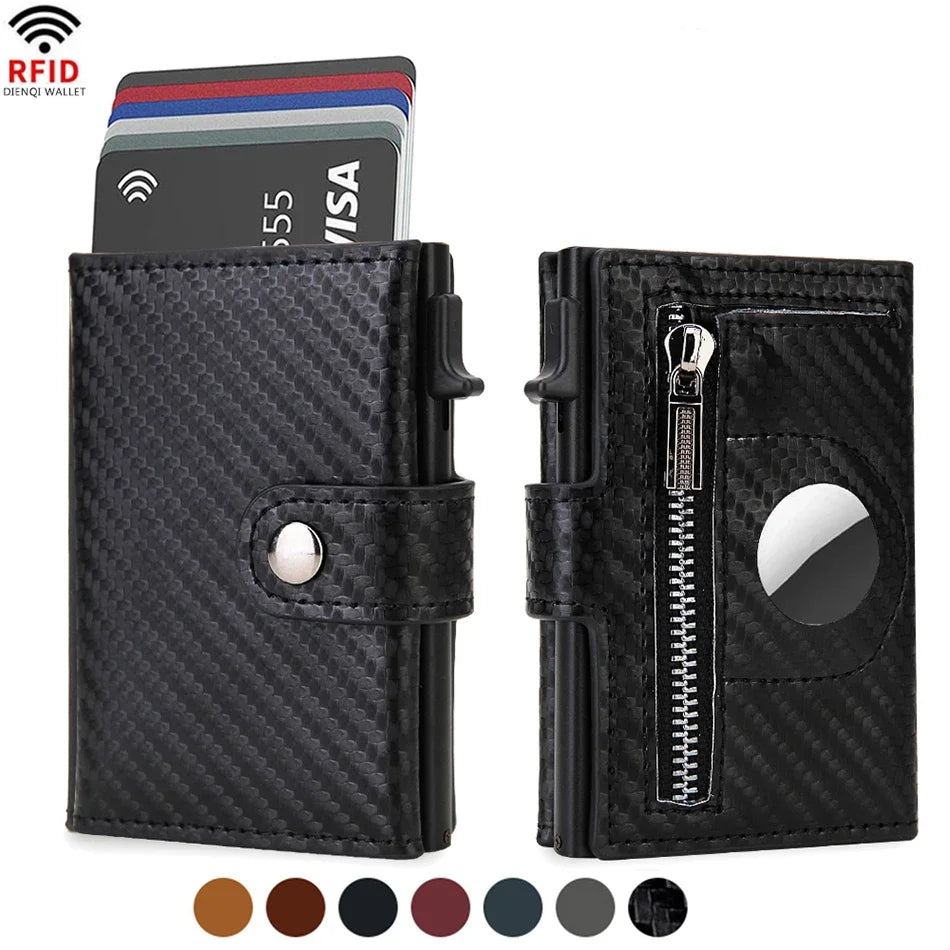 Rfid Carbon Fiber Men Wallets for Airtag Luxury Slim Mini Credit Card Holder Wallets for Men Air Tag Tracker Minimalist Purse PureGliss