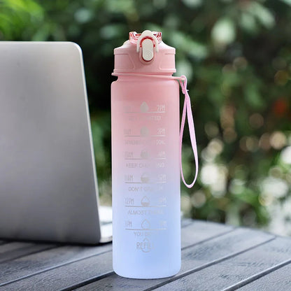 900ML Sports Water Bottle with Time Marker Leak-proof Cup Motivational Portable Water bottle for Outdoor Sport Fitness BPA Free PureGliss