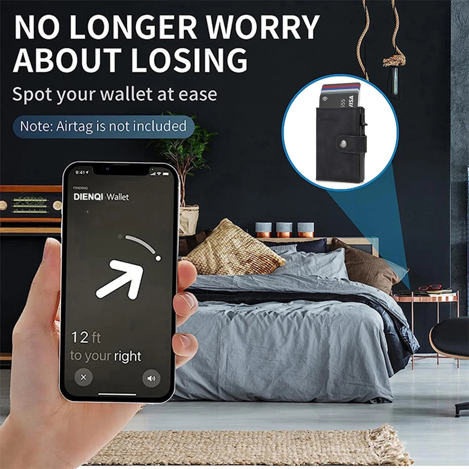 Rfid Carbon Fiber Men Wallets for Airtag Luxury Slim Mini Credit Card Holder Wallets for Men Air Tag Tracker Minimalist Purse PureGliss