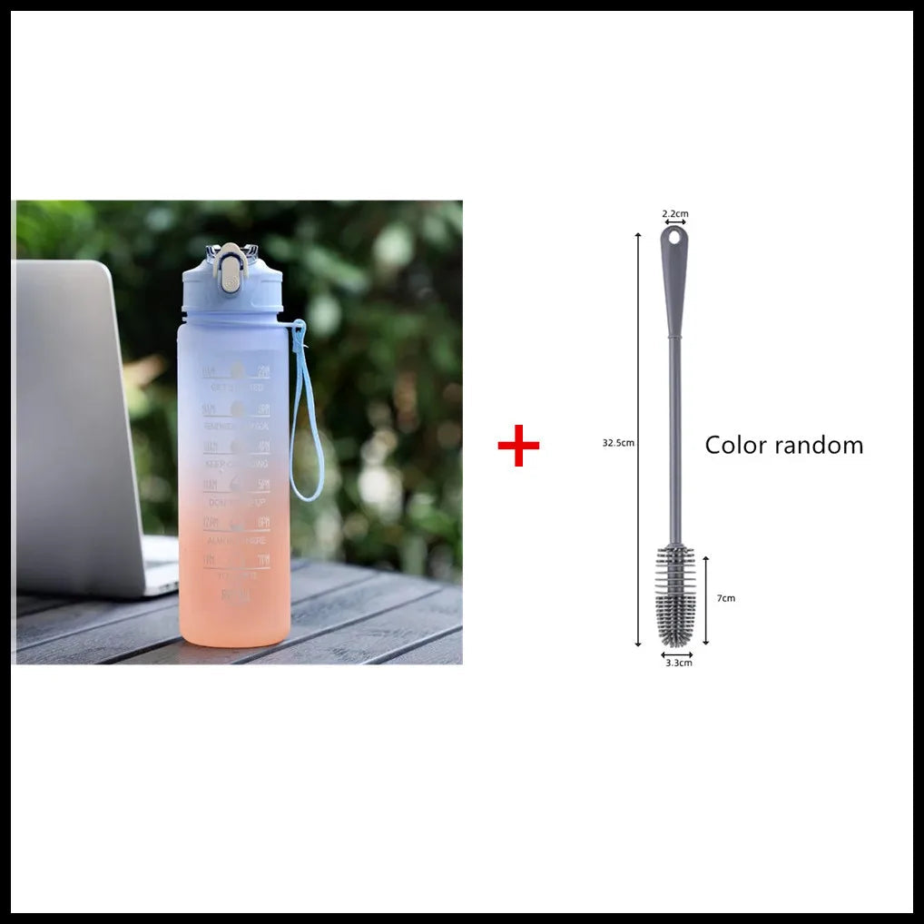 900ML Sports Water Bottle with Time Marker Leak-proof Cup Motivational Portable Water bottle for Outdoor Sport Fitness BPA Free PureGliss