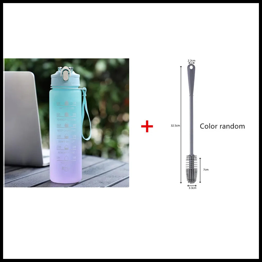 900ML Sports Water Bottle with Time Marker Leak-proof Cup Motivational Portable Water bottle for Outdoor Sport Fitness BPA Free PureGliss