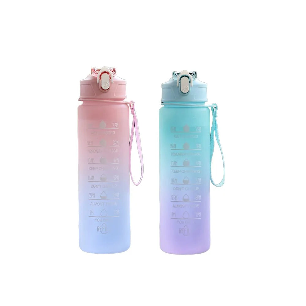 900ML Sports Water Bottle with Time Marker Leak-proof Cup Motivational Portable Water bottle for Outdoor Sport Fitness BPA Free PureGliss