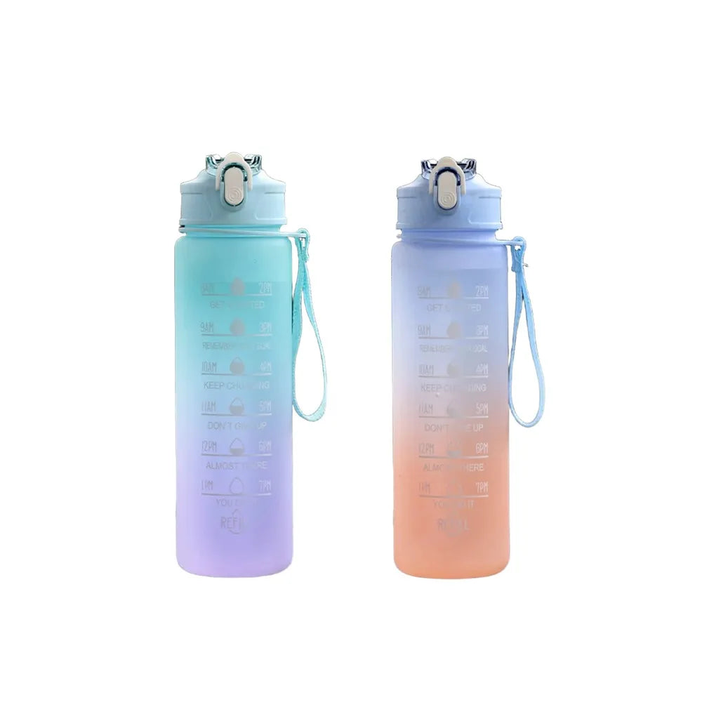 900ML Sports Water Bottle with Time Marker Leak-proof Cup Motivational Portable Water bottle for Outdoor Sport Fitness BPA Free PureGliss