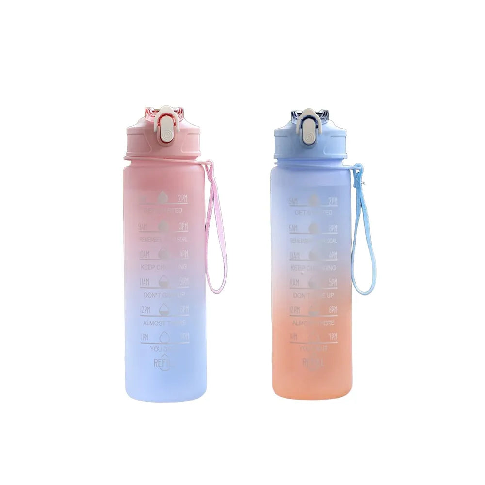 900ML Sports Water Bottle with Time Marker Leak-proof Cup Motivational Portable Water bottle for Outdoor Sport Fitness BPA Free PureGliss