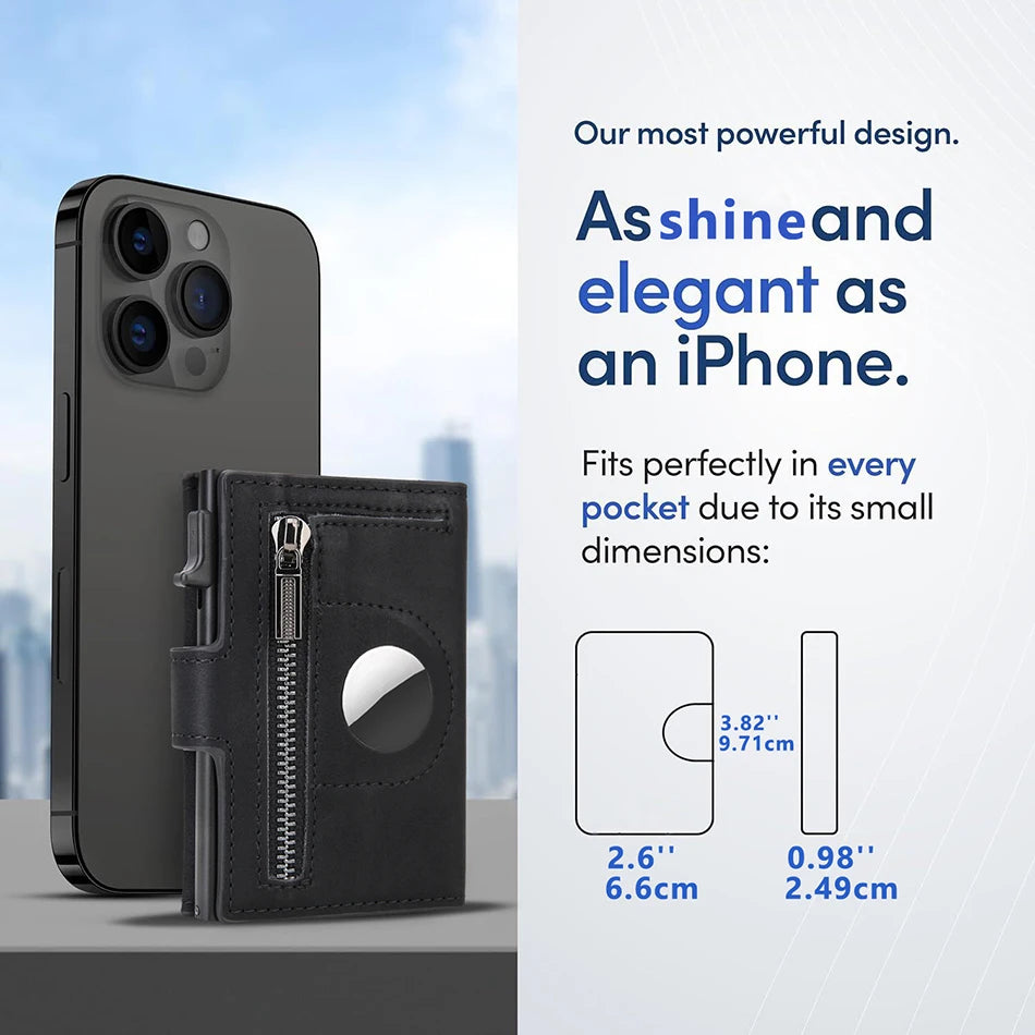 Rfid Carbon Fiber Men Wallets for Airtag Luxury Slim Mini Credit Card Holder Wallets for Men Air Tag Tracker Minimalist Purse PureGliss