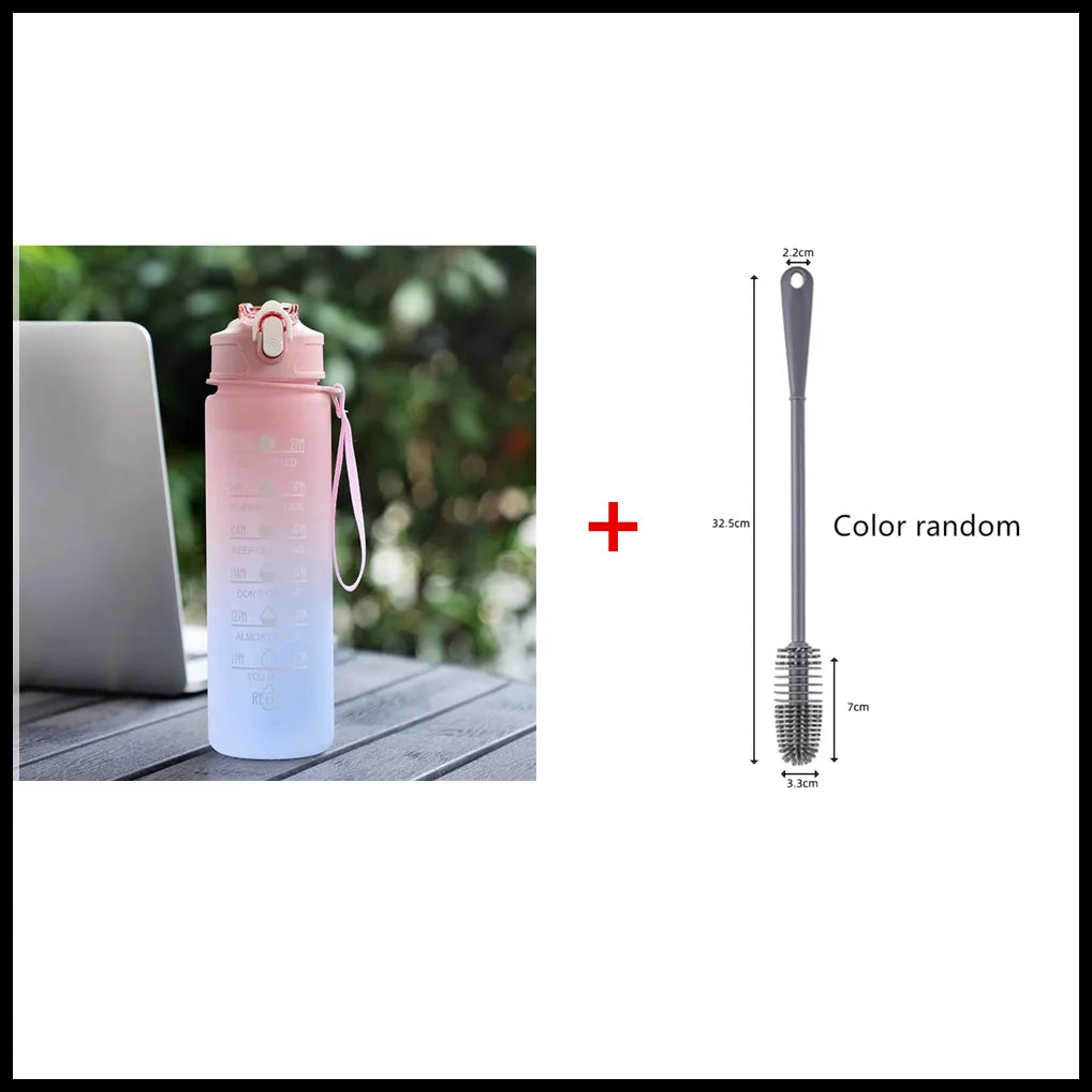 900ML Sports Water Bottle with Time Marker Leak-proof Cup Motivational Portable Water bottle for Outdoor Sport Fitness BPA Free PureGliss