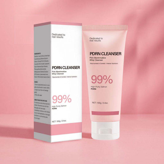 Nettoyant visage PDRN doux rose avec tube et boîte