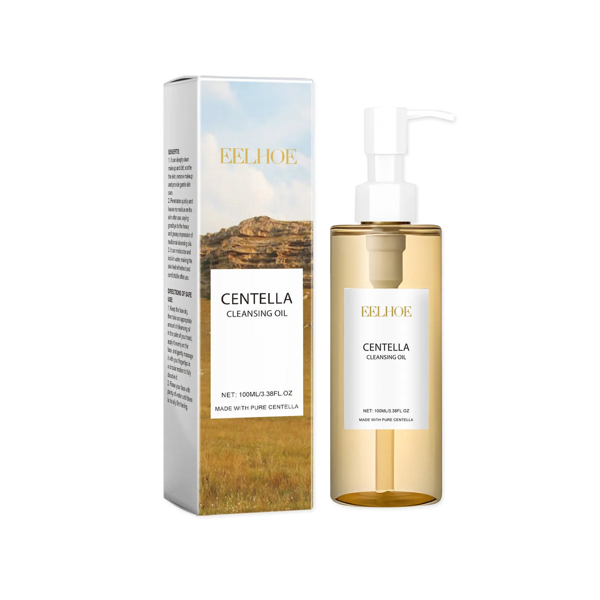 Huile démaquillante Centella EELHOE 100 ml – flacon pompe et boîte