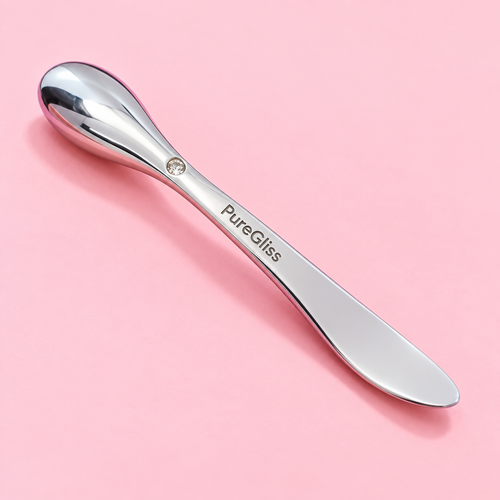 Applicateur Soin Visage Métal PureGliss — présentation personnalisée PureGliss