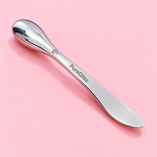 Applicateur Soin Visage Métal PureGliss — présentation personnalisée PureGliss
