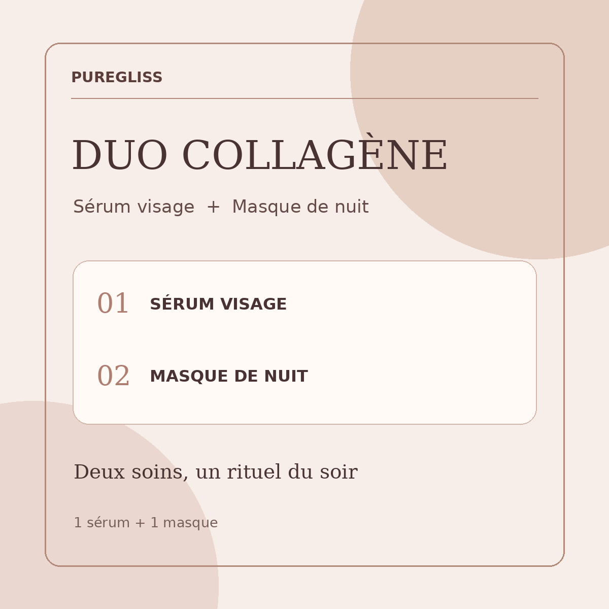 Duo Collagène PureGliss : sérum visage et masque de nuit