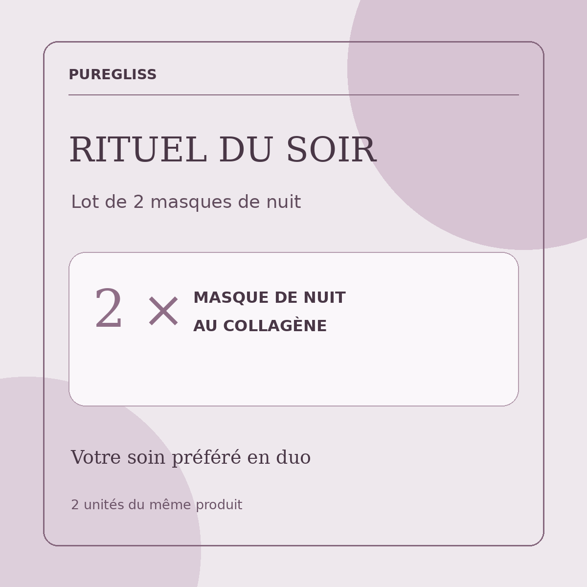 Lot de deux masques de nuit au collagène PureGliss