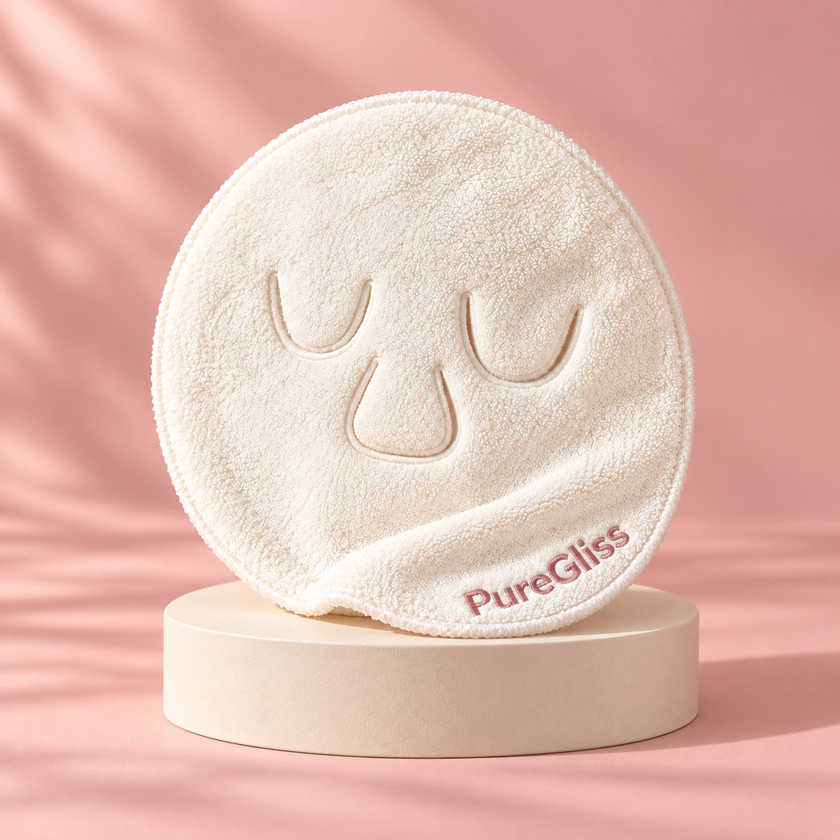 Serviette Visage Douce PureGliss — mise en scène sur socle