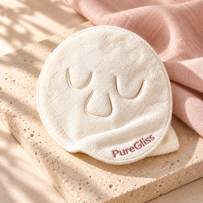 Serviette Visage Douce PureGliss — vue dans un décor de pierre et de lin
